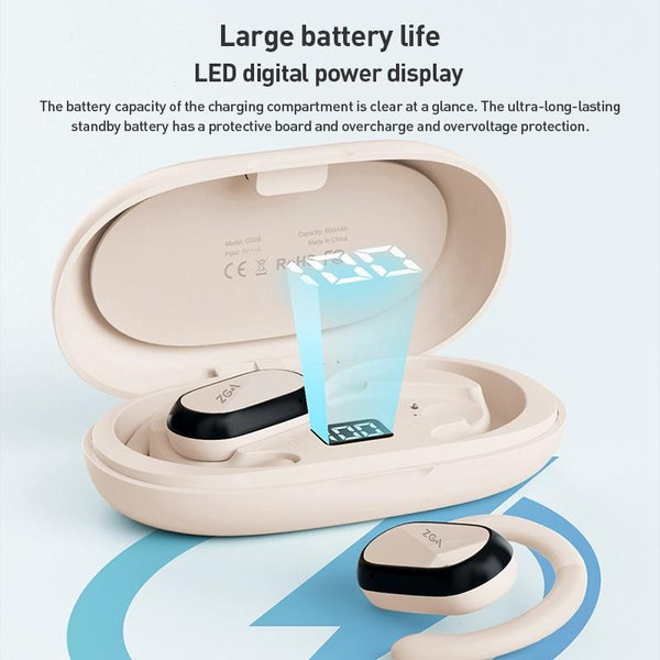 Wireless Bluetooth Earphones With Led Display Zga Gs08 Black Headsets & Earpieces
