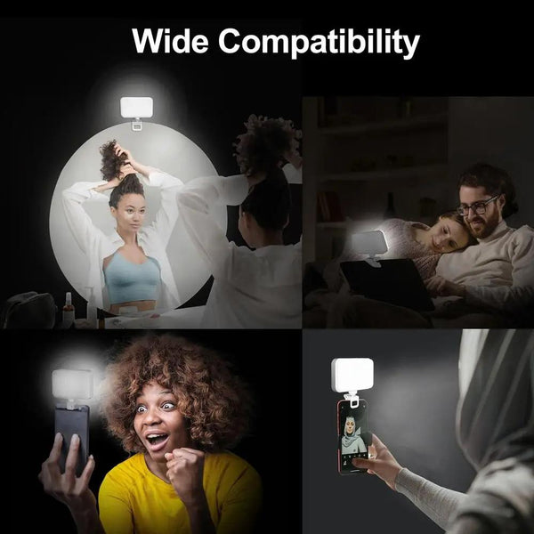 Rechargeable Clip On Selfie Light With 66 Leds 3 Modes For Phone Laptop Tablet White Selfie Lights