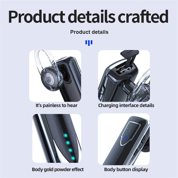 Business Style Bluetooth 5.0 Earphone With Touch Switch Black Earbuds