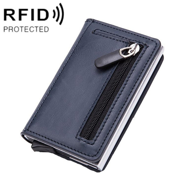 Stainless Steel Rfid Credit Card Holder Compact Design Blue Business Card Holders