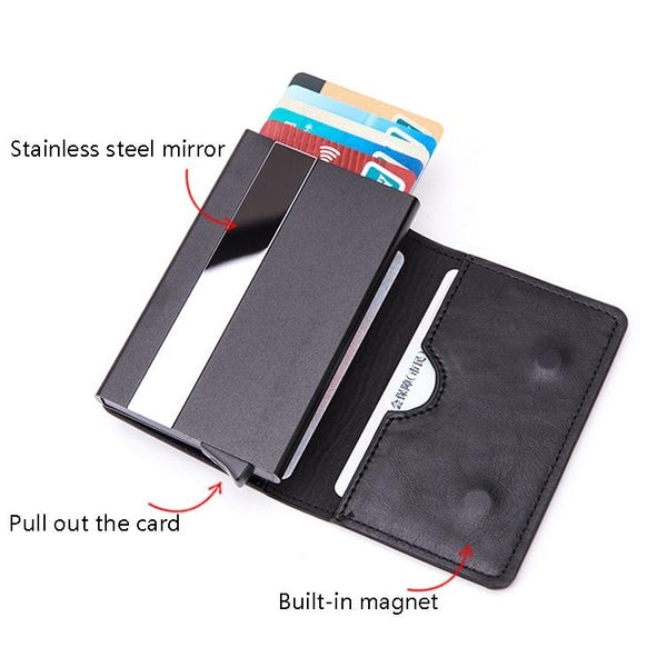 Stainless Steel Rfid Credit Card Holder Compact Design Blue Business Card Holders