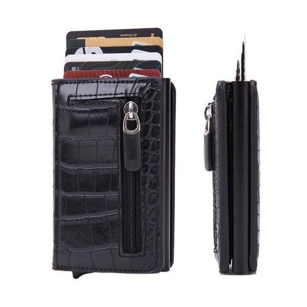 Stainless Steel Rfid Credit Card Holder Compact Design Blue Business Card Holders