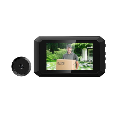 1080P Smart Digital Door Viewer With Night Vision 3.97 Inch Wide Angle Black Smart Doorbells