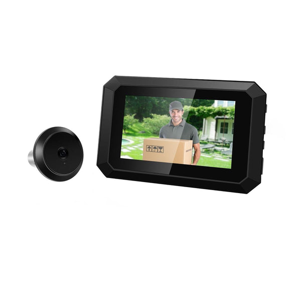 1080P Smart Digital Door Viewer With Night Vision 3.97 Inch Wide Angle Black Smart Doorbells