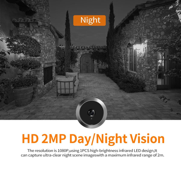 1080P Smart Digital Door Viewer With Night Vision 3.97 Inch Wide Angle Black Smart Doorbells