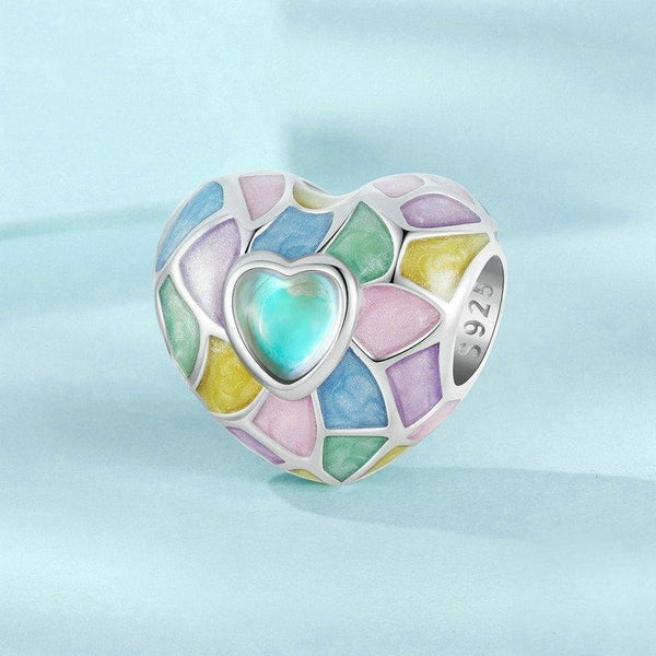 925 Sterling Silver Neon Love Heart Diy Beads Plated Charms & Pendants