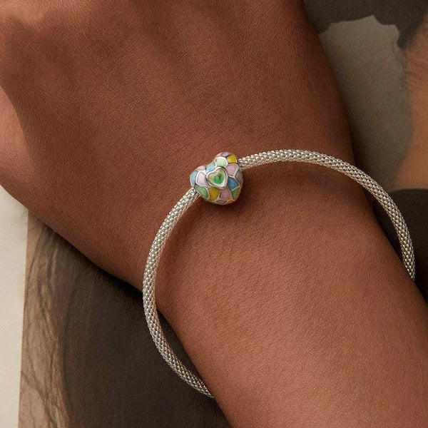 925 Sterling Silver Neon Love Heart Diy Beads Plated Charms & Pendants