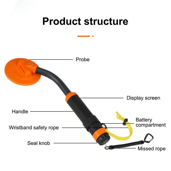 Handheld Metal Detector With Positioning Rod For Treasure Hunting Orange Metal Detectors