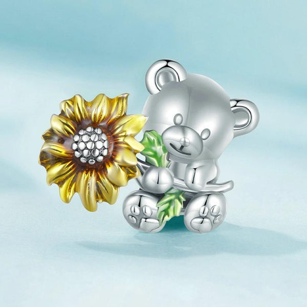 925 Sterling Silver Adorable Sunflower Diy Bead Bracelet Charms & Pendants