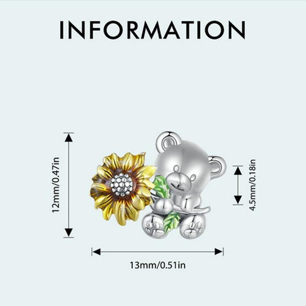 925 Sterling Silver Adorable Sunflower Diy Bead Bracelet Charms & Pendants