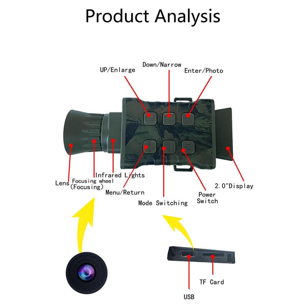4K Hd Monocular Digital Night Vision For Outdoor Hunting Camouflage Binoculars & Monoculars