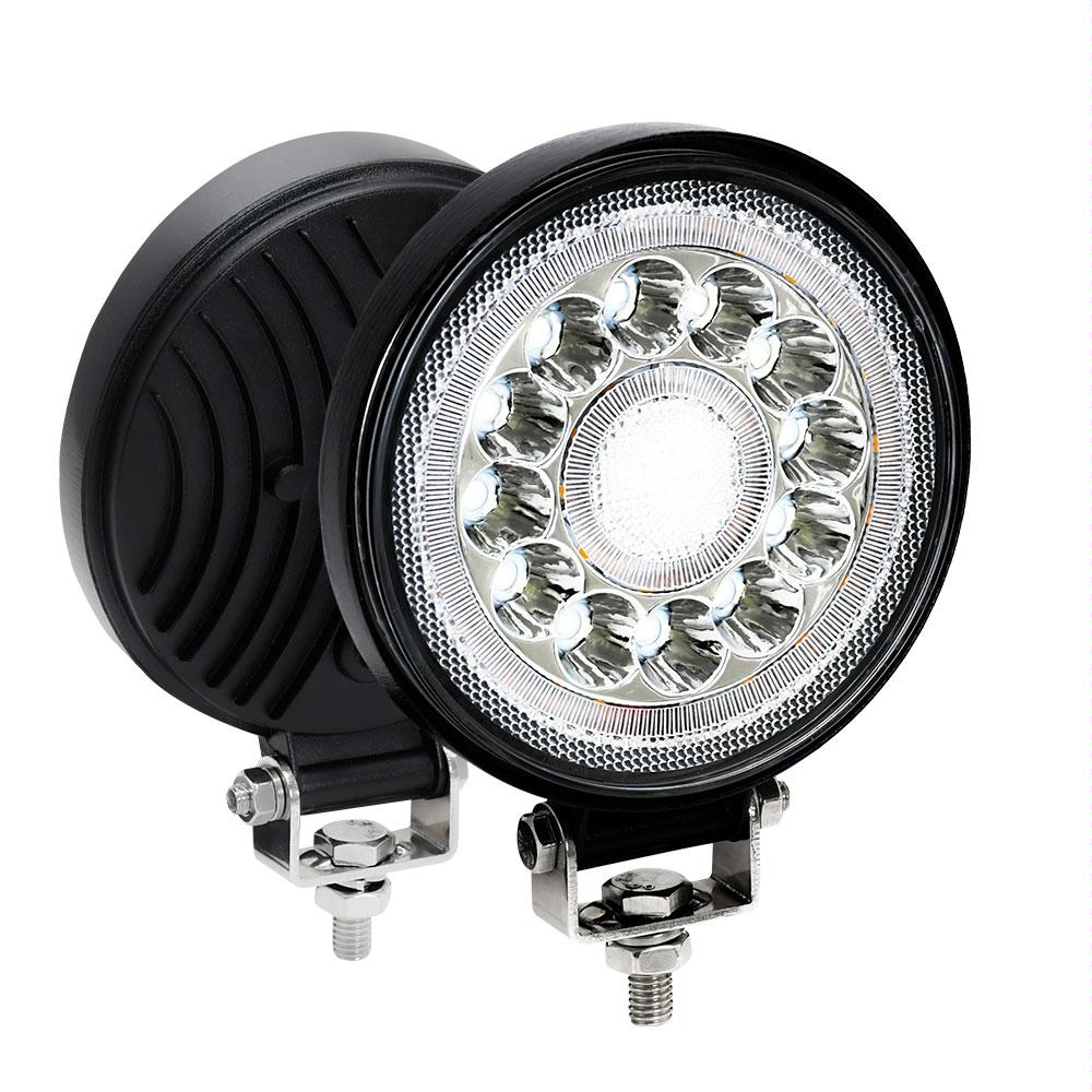 1 Pair 4 Inch Round Double Circle Angel Eye Work Light Black Led Car Lights