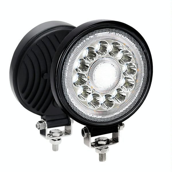 1 Pair 4 Inch Round Double Circle Angel Eye Work Light Black Led Car Lights