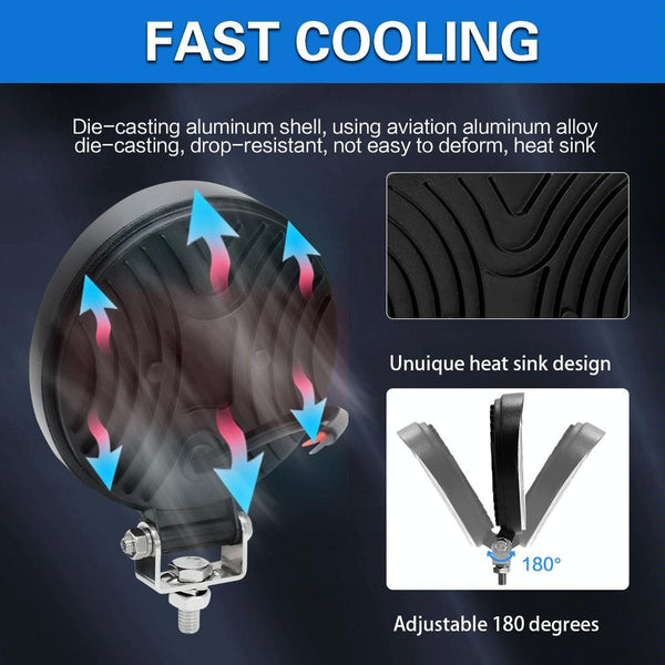 1 Pair 4 Inch Round Double Circle Angel Eye Work Light Black Led Car Lights