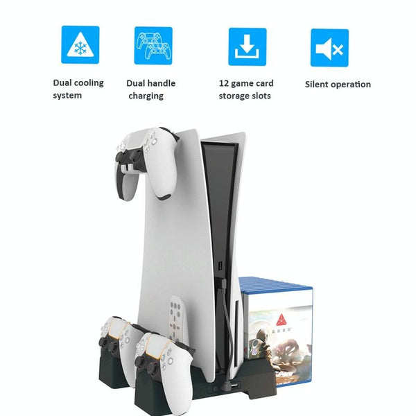 Ps5 Dual Seat Charging & Cooling Base Rack With Storage Compact Design White Cooling Devices
