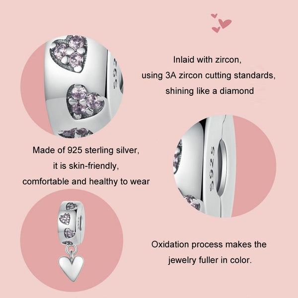 925 Sterling Silver Platinum Plated Smart Heart Diy Beads Craft Beads
