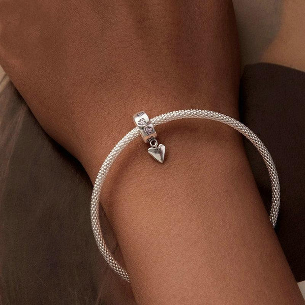 925 Sterling Silver Platinum Plated Smart Heart Diy Beads Craft Beads