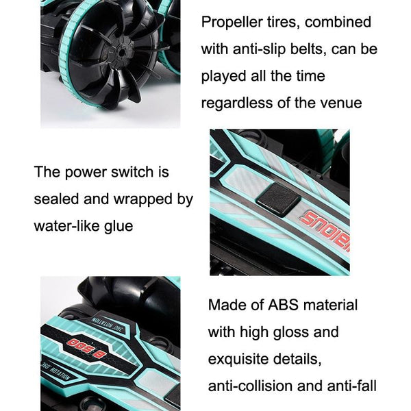 Amphibious Stunt Rc Car Double Sided Rolling 2.4G Electric Kids' Toy Red Remote Controlled Toys