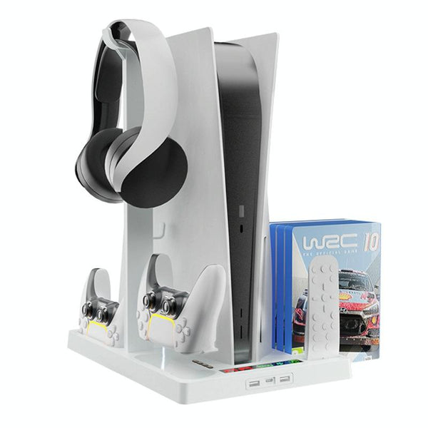 Ps5 Cooling Handle With Charging Base And Disc Storage Rack White Cooling Devices