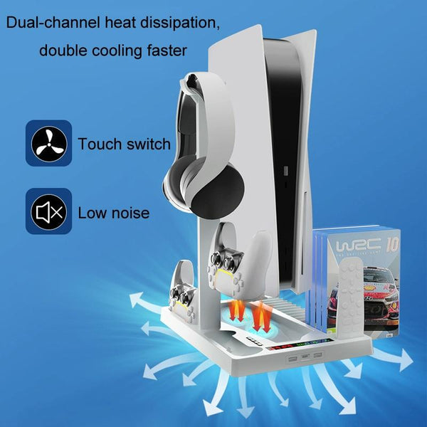 Ps5 Cooling Handle With Charging Base And Disc Storage Rack White Cooling Devices