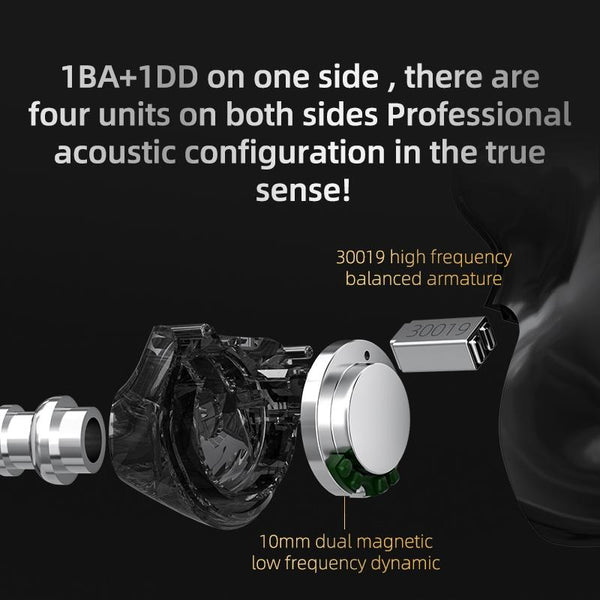 Kz Z3 Hybrid 1Dd & 1Ba Wireless Bluetooth 5.2 Tws Earphone Black Headphones