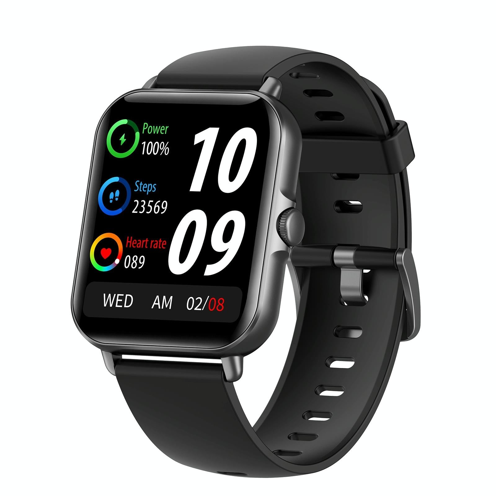 1.69 Inch Tft Screen Smart Watch Support Blood Pressure Monitoring / Sleep Black Smart Watches