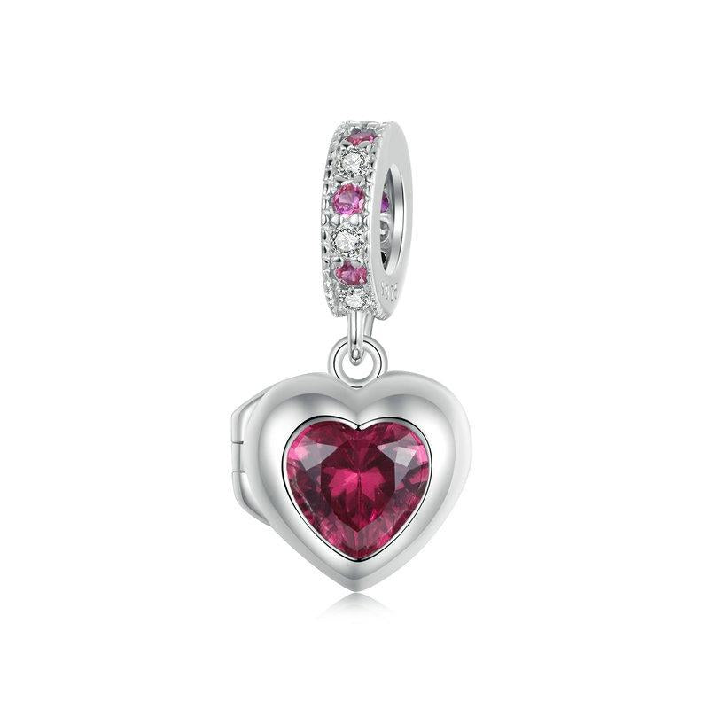 925 Sterling Silver Love Heart Pendant Diy Beads Red Charms & Pendants