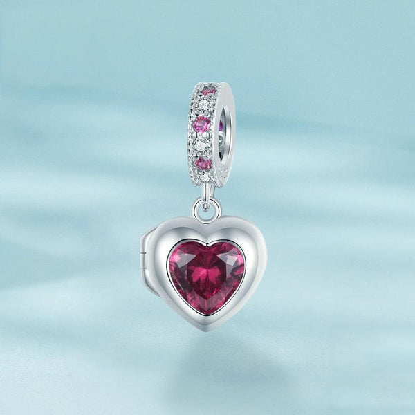 925 Sterling Silver Love Heart Pendant Diy Beads Red Charms & Pendants