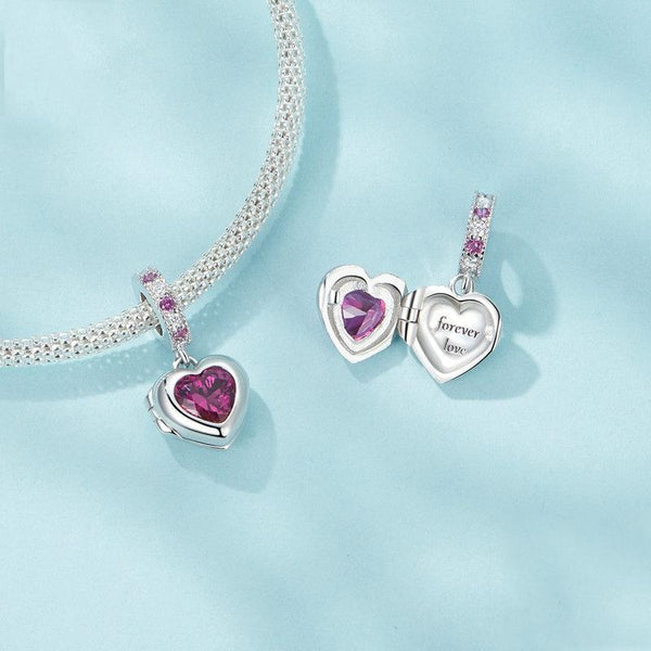 925 Sterling Silver Love Heart Pendant Diy Beads Red Charms & Pendants