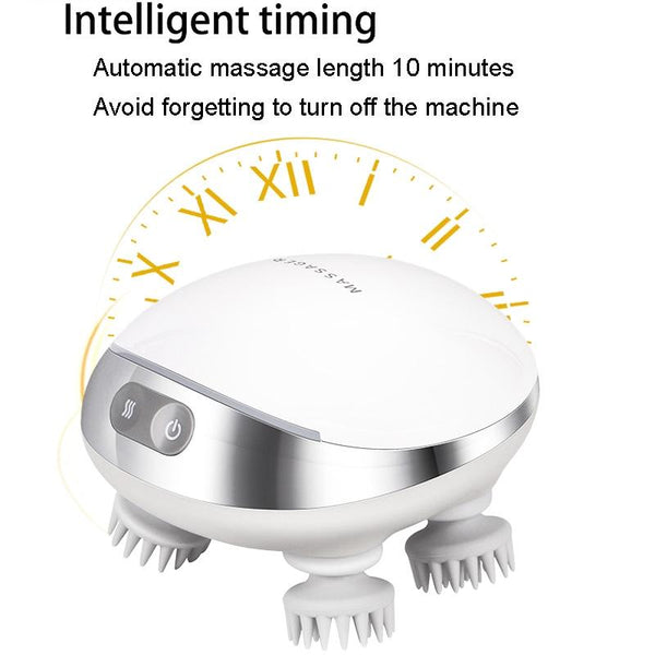 Electric Head Massager With Hot Compress & Vibration Waterproof English Version Massagers