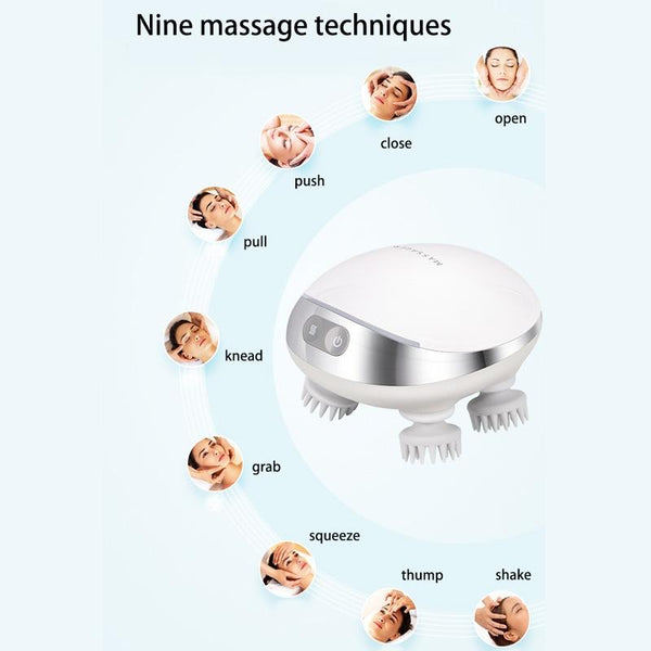 Electric Head Massager With Hot Compress & Vibration Waterproof English Version Massagers