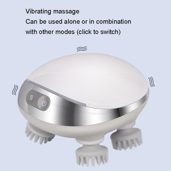 Electric Head Massager With Hot Compress & Vibration Waterproof English Version Massagers