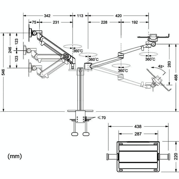 Desktop Stand For 17 32 And 12 Monitors Aluminum Black Monitor Mounts & Stands