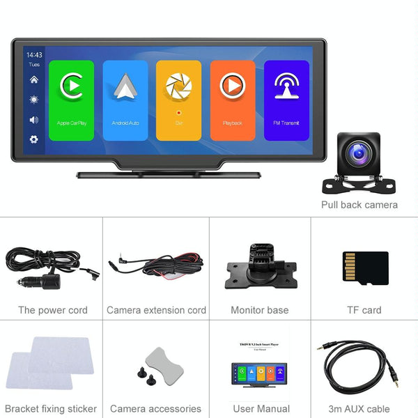 9.3 Hd Wired Smart Player With Wireless Carplay Split Screen Display Black Other Car Audio