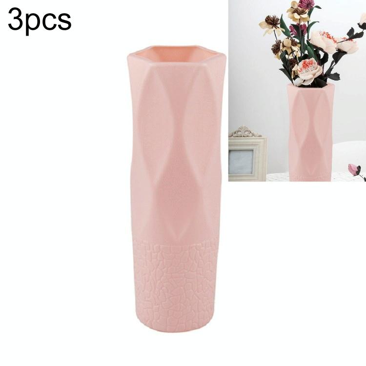 3 Piece Plastic Vase Set For Dry And Wet Flower Arrangements Floral Decor Pink Vases