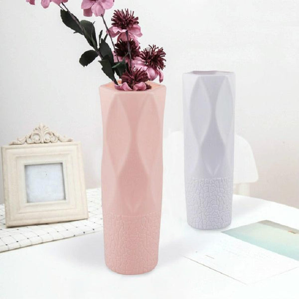 3 Piece Plastic Vase Set For Dry And Wet Flower Arrangements Floral Decor Pink Vases