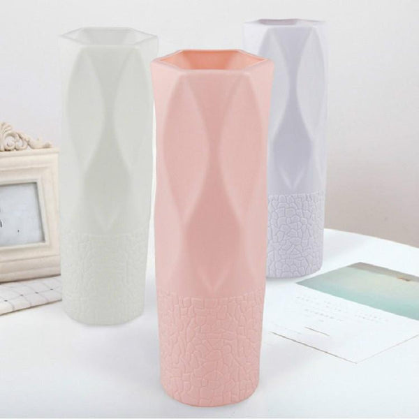 3 Piece Plastic Vase Set For Dry And Wet Flower Arrangements Floral Decor Pink Vases