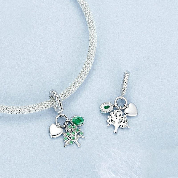 925 Sterling Silver Platinum Plated Zircon Tree Of Life Pendant Charms & Pendants