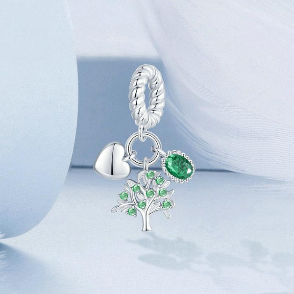 925 Sterling Silver Platinum Plated Zircon Tree Of Life Pendant Charms & Pendants