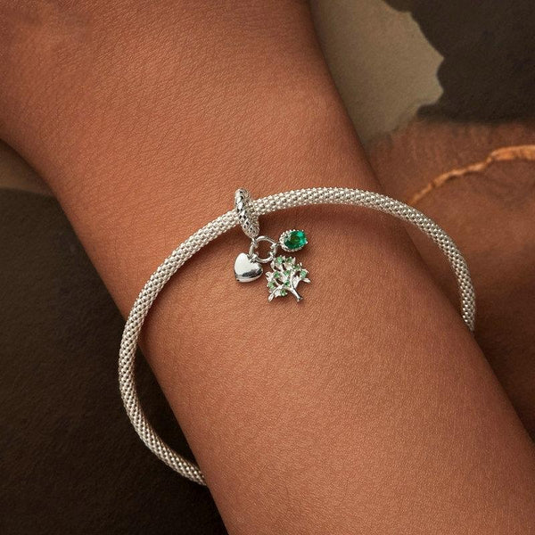 925 Sterling Silver Platinum Plated Zircon Tree Of Life Pendant Charms & Pendants