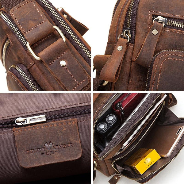Leather Men Shoulder Bag Mh573 Khaki Bags