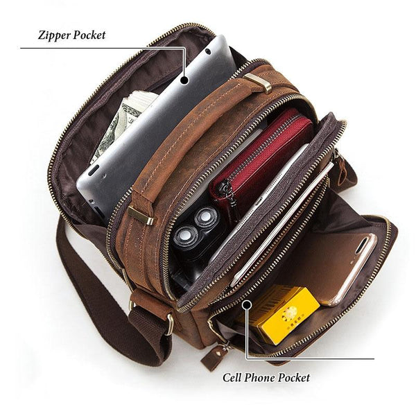 Leather Men Shoulder Bag Mh573 Khaki Bags