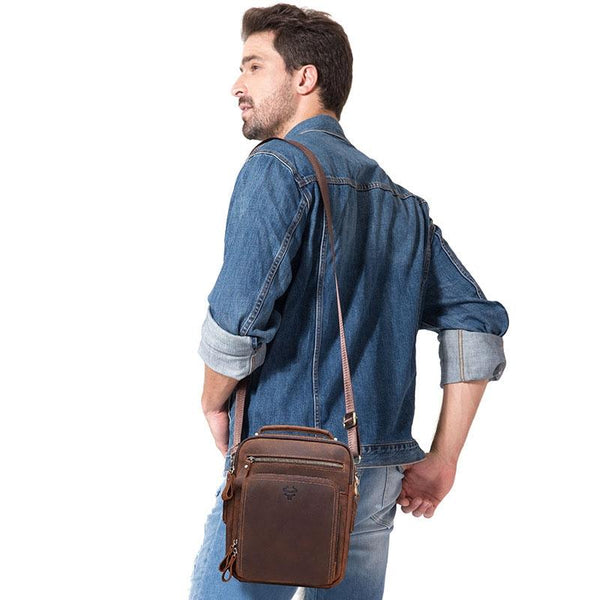 Leather Men Shoulder Bag Mh573 Khaki Bags