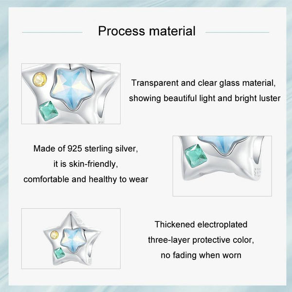 925 Sterling Silver Zircon Mini Star Bracelet Charms & Pendants