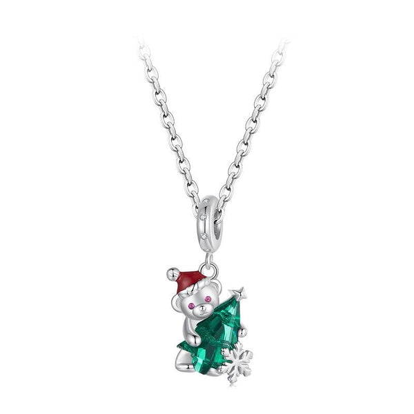 925 Sterling Silver Christmas Bear Pendant Charms & Pendants