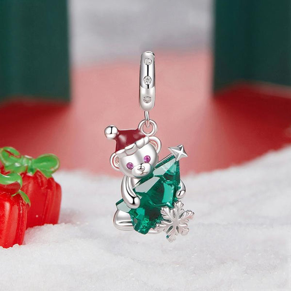 925 Sterling Silver Christmas Bear Pendant Charms & Pendants