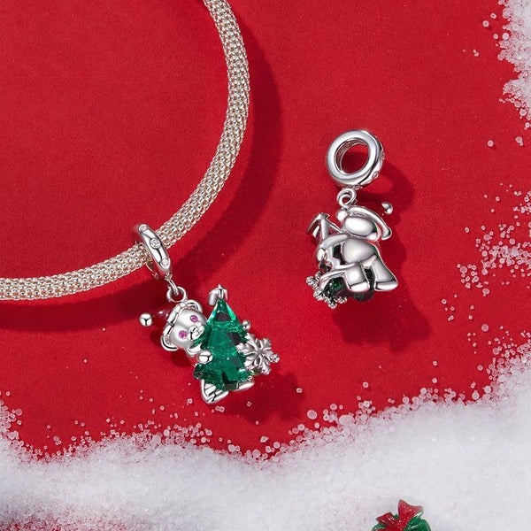 925 Sterling Silver Christmas Bear Pendant Charms & Pendants