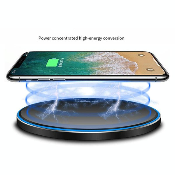 15W Round Wireless Charger Fast Black + Surface Chargers & Cradles