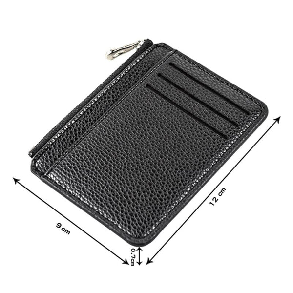 Multi Slot Zipper Card Holder Large Capacity Ultra Thin Coin Purse Black Business Card Holders