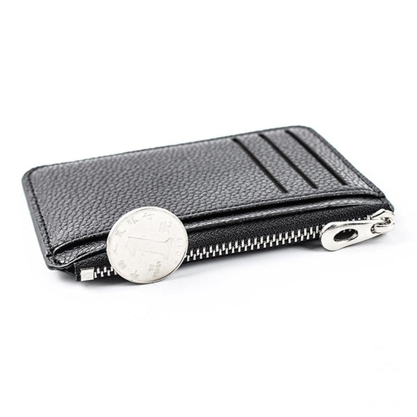 Multi Slot Zipper Card Holder Large Capacity Ultra Thin Coin Purse Black Business Card Holders